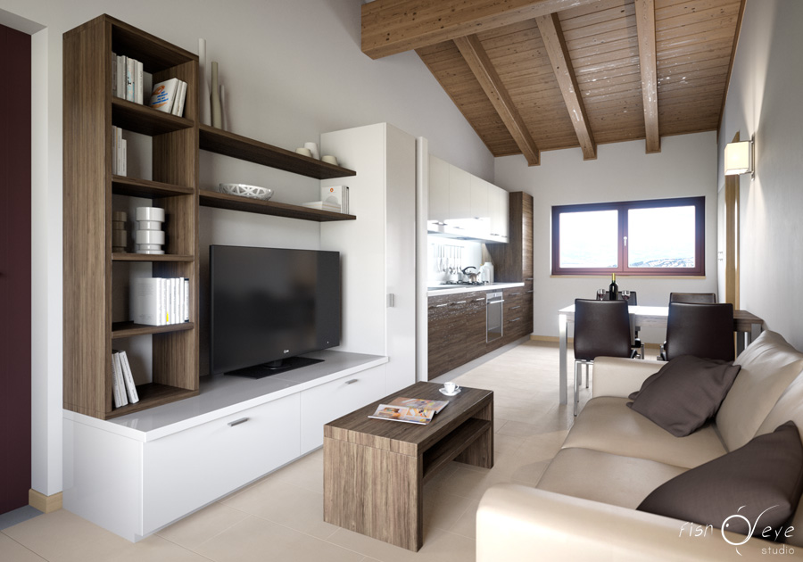 interior render of a residence apartment in Tuscany 01