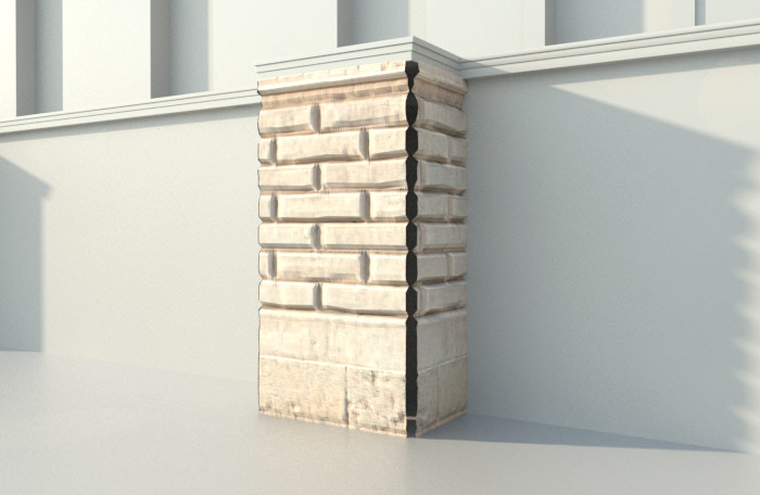 example image of the gap caused by displacement along the hard edges