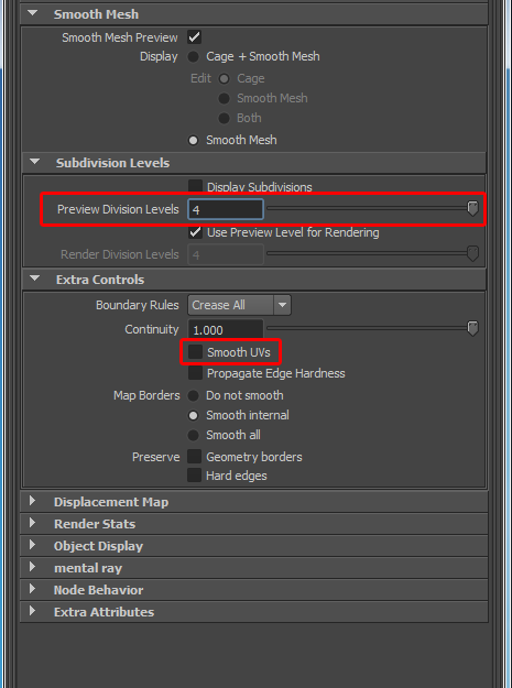 image of the attributes of the Smooth Mesh section