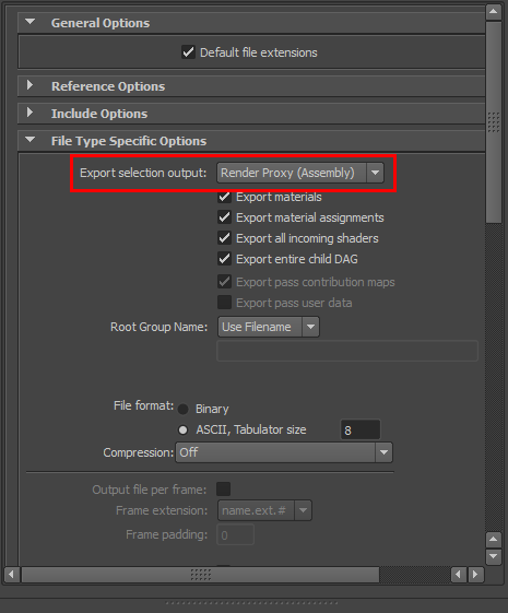 The window to export the assembly