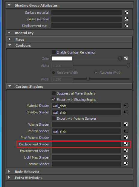 slot displacement dello shading group