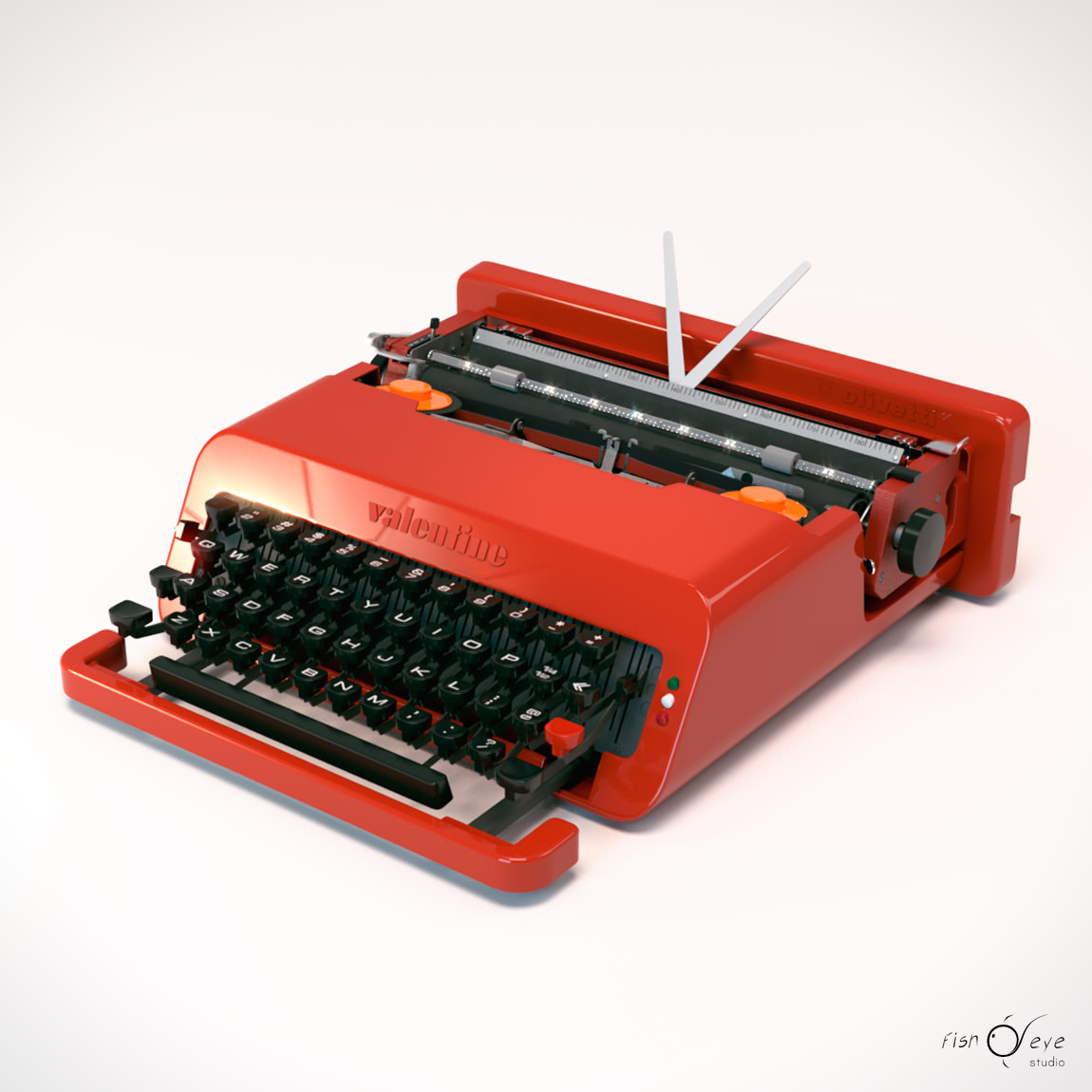 Modello 3d di una macchina da scrivere Olivetti Valentine 04