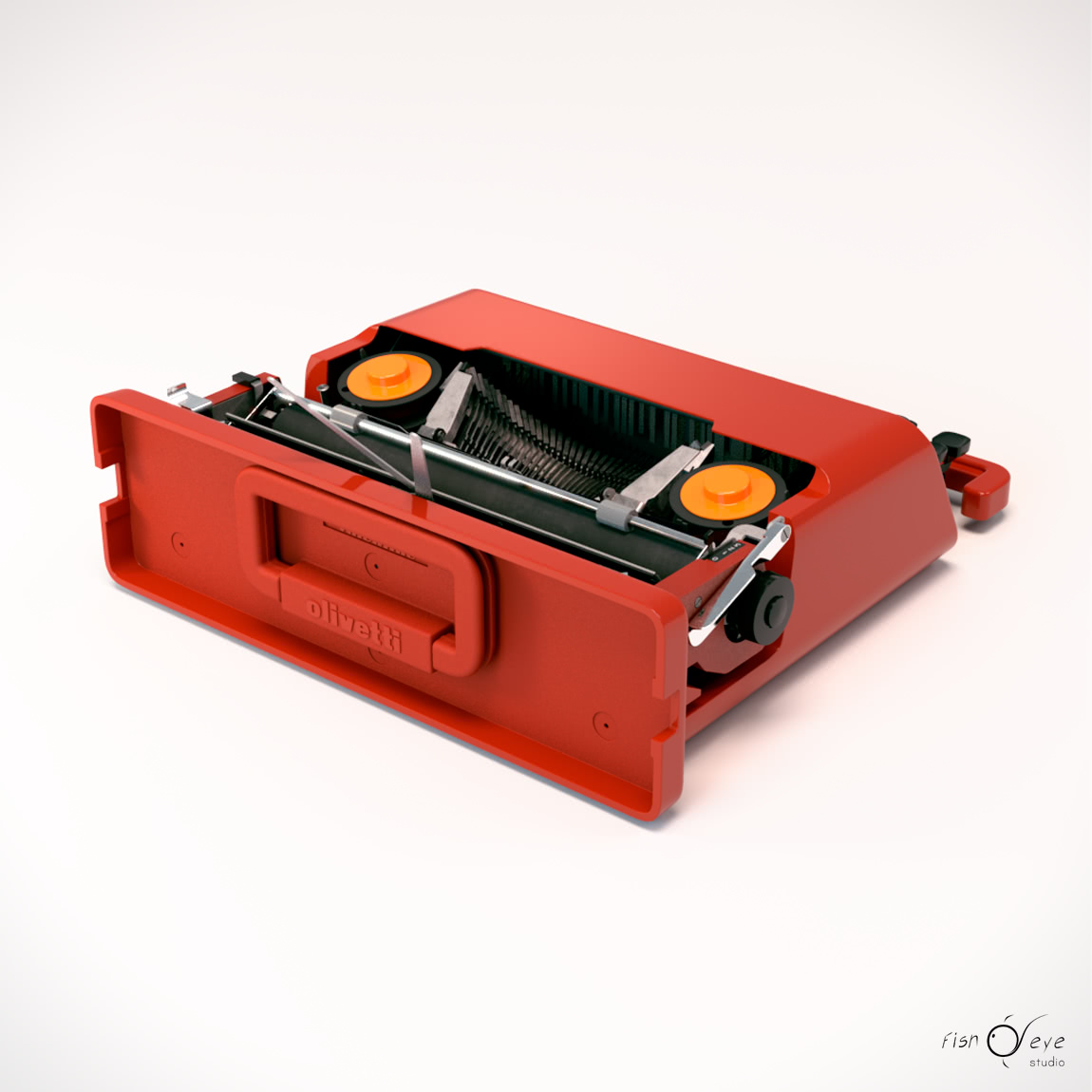 Modello 3d di una macchina da scrivere Olivetti Valentine 05