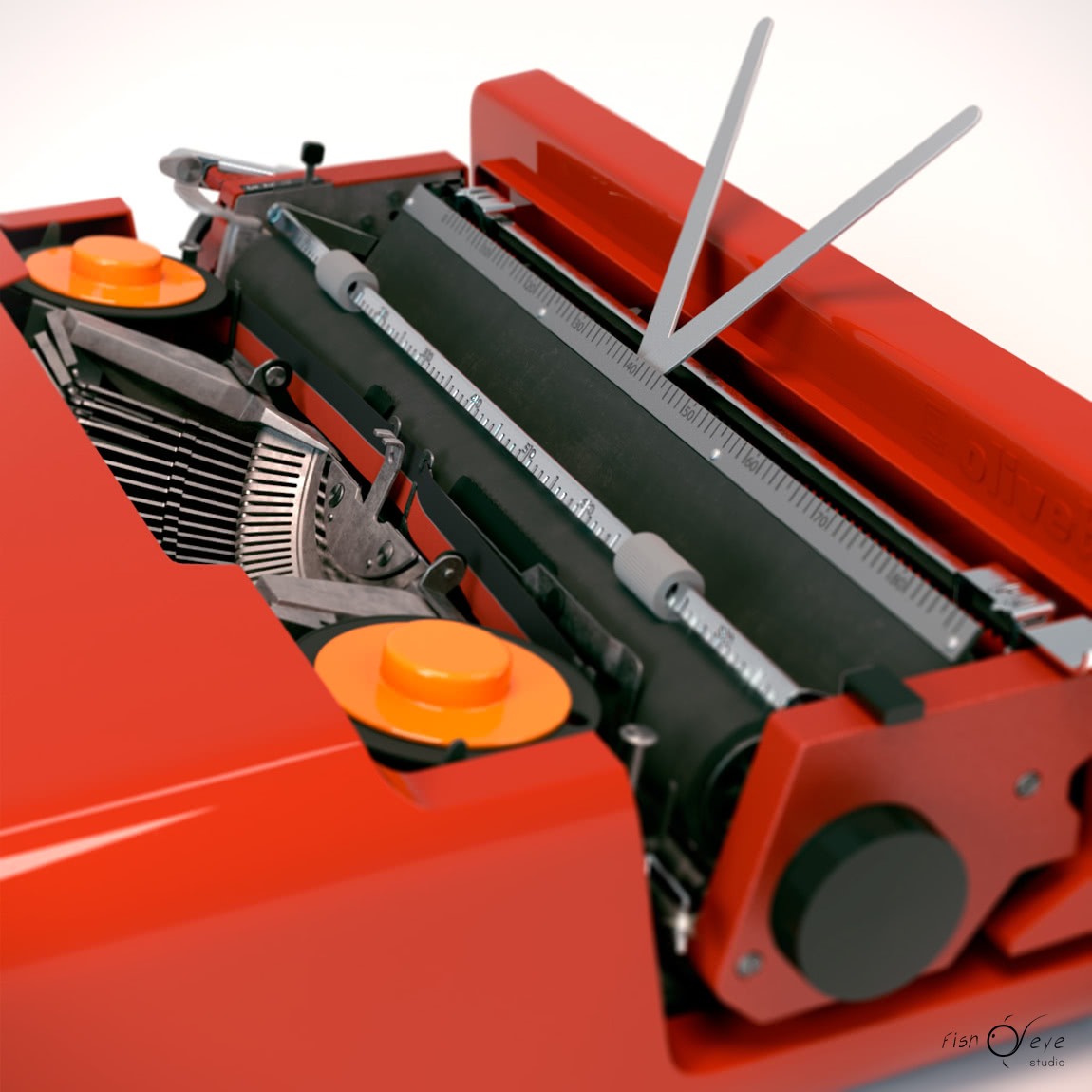 Modello 3d di una macchina da scrivere Olivetti Valentine 06