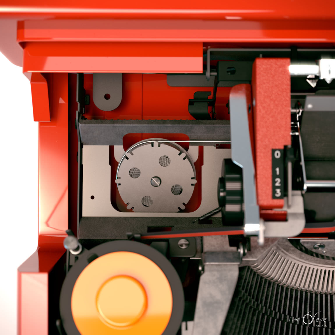 Modello 3d di una macchina da scrivere Olivetti Valentine 07