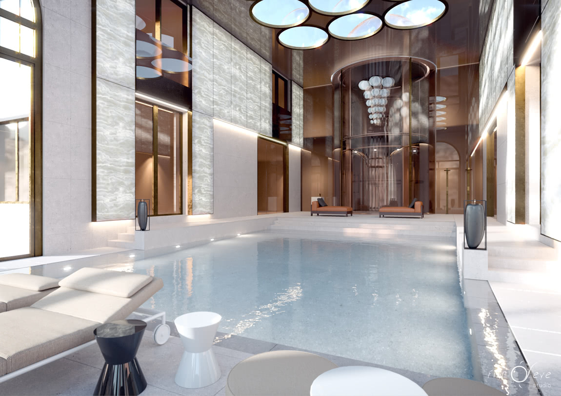 Interior render swimming pool ryad palace 03