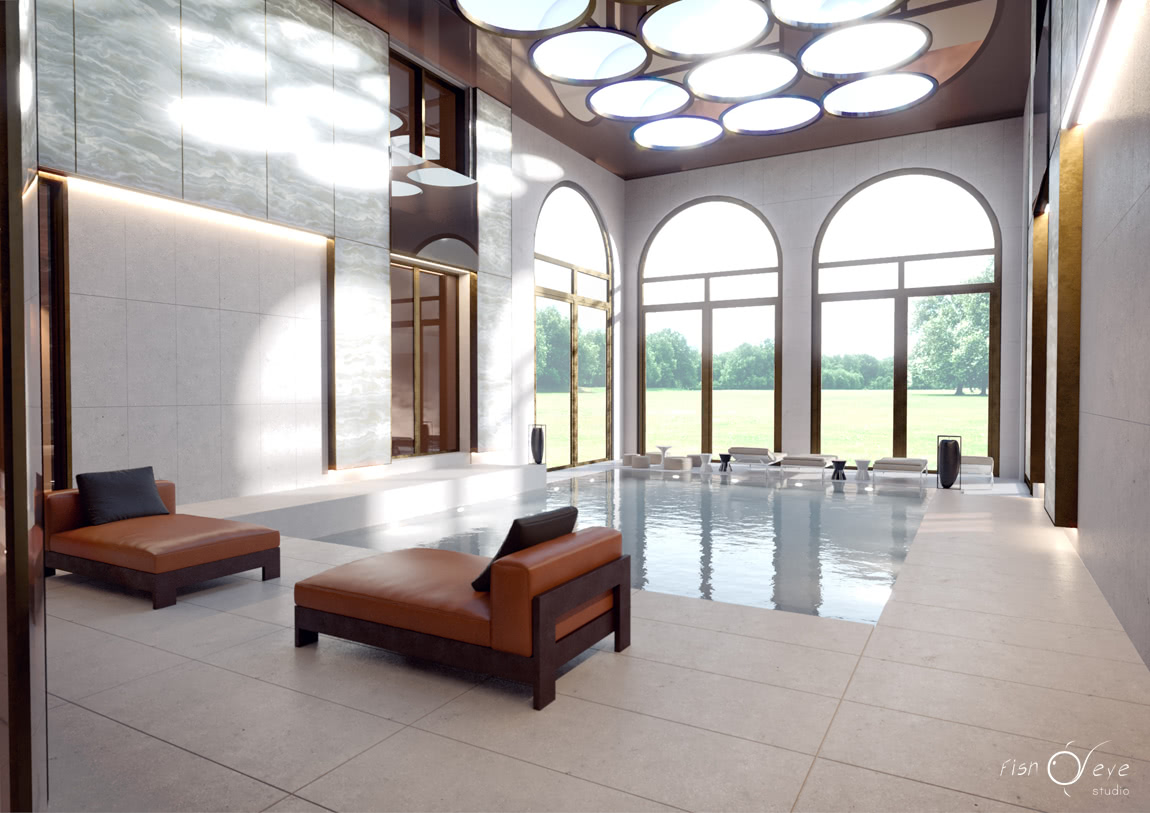 Interior render swimming pool ryad palace 04