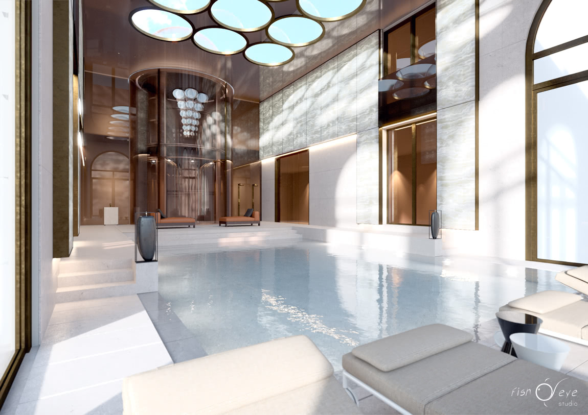 Interior render swimming pool ryad palace 05